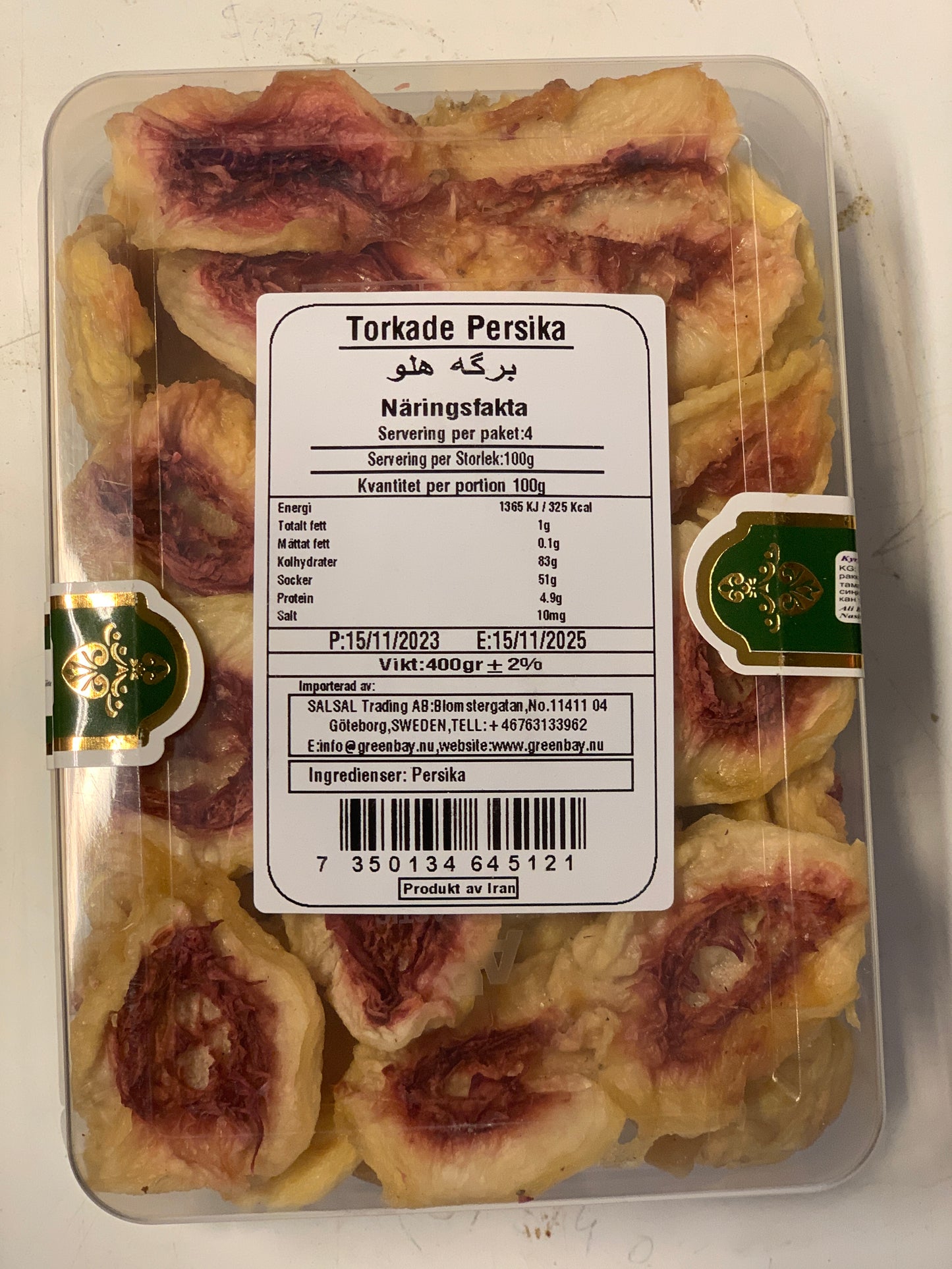 Torkade Persikor 400g